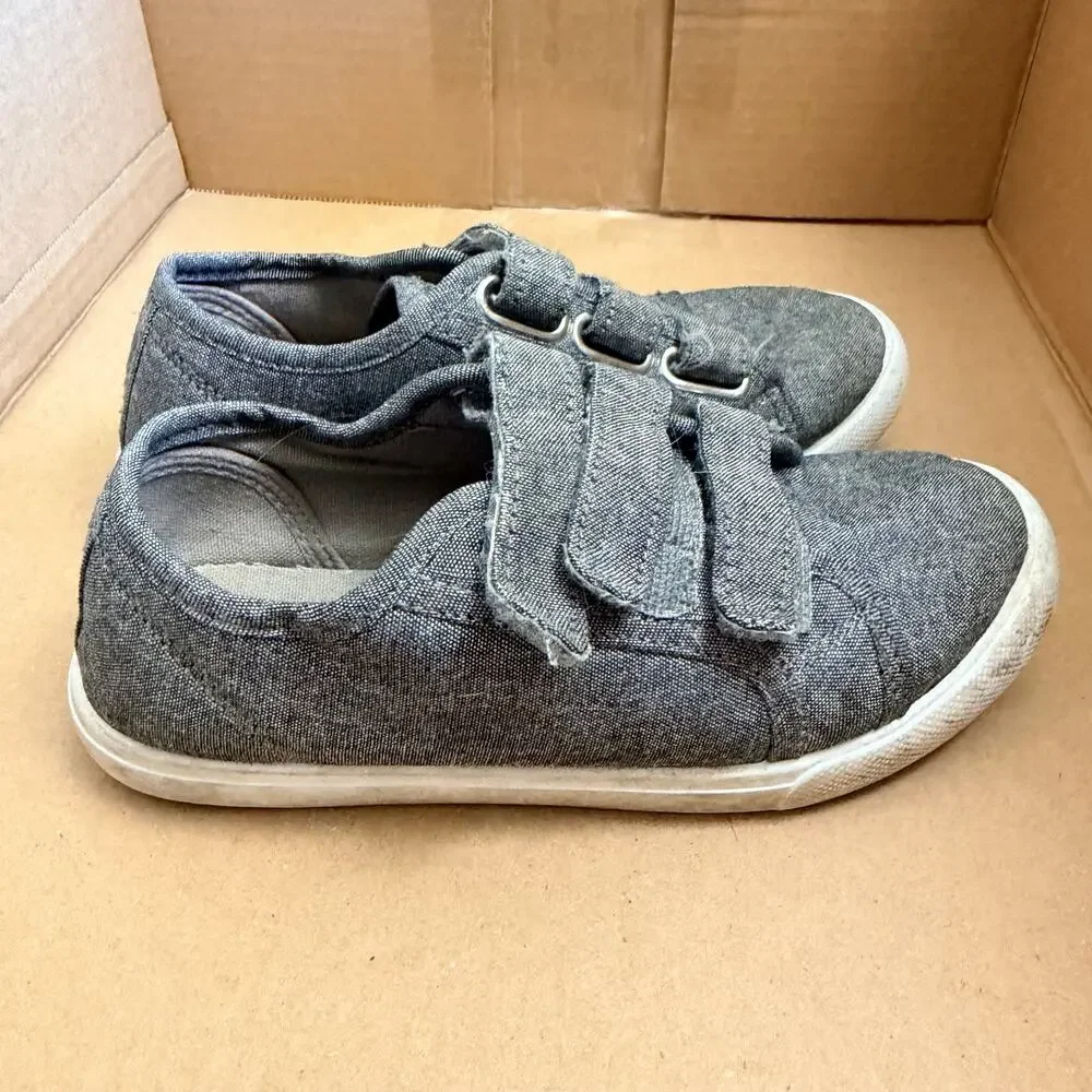 Fabkids Boys Tennis Shoes Sneakers 3 Strap Closure Gray Size 13